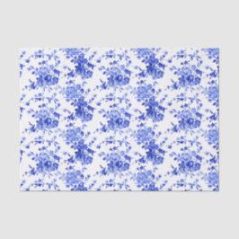 Papel De Seda Padrão Floral Branco e Azul da Vintage