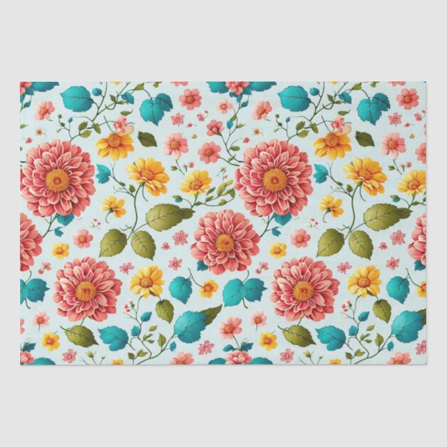 Papel De Seda Padrão Floral Brilhante (Frente )