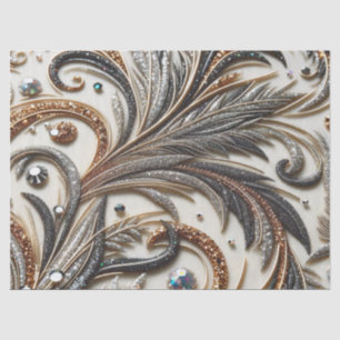 Papel De Seda Padrão floral brilhante com gemstone