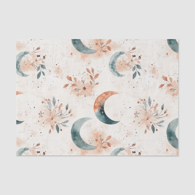 Papel De Seda Padrão Floral Celestial (5) (Frente )