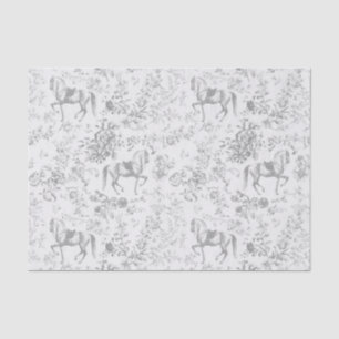 Papel De Seda Padrão Floral Cinza Vintage Elegante Cavalo