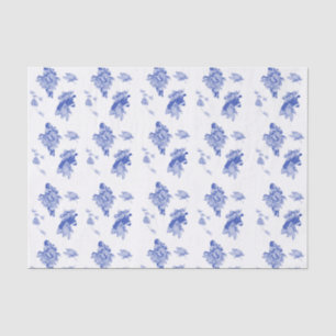 Papel De Seda Padrão Floral Clássico Chinoiserie Chic Blue
