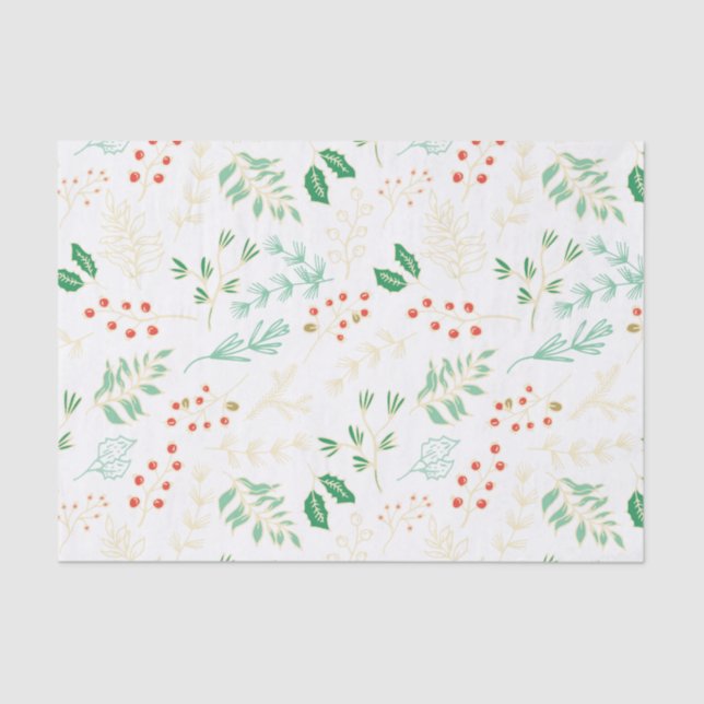 Papel De Seda Padrão Floral Clássico de Natal (Frente )