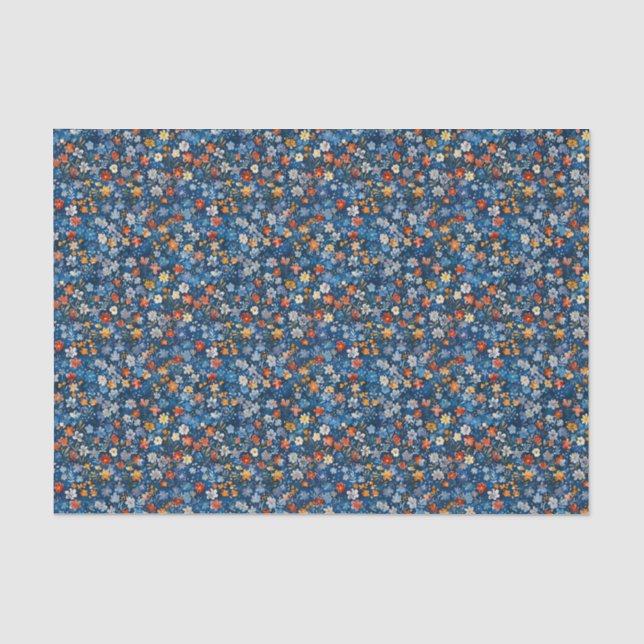 Papel De Seda Padrão Floral Colorida Ditsy (Frente )