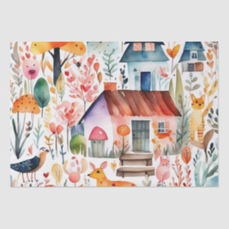 Papel De Seda Padrão floral colorida do núcleo de algodão