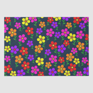 Papel De Seda Padrão Floral Colorido