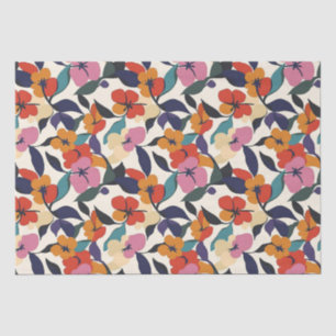 Papel De Seda Padrão Floral Colorido do Abstrato Retro