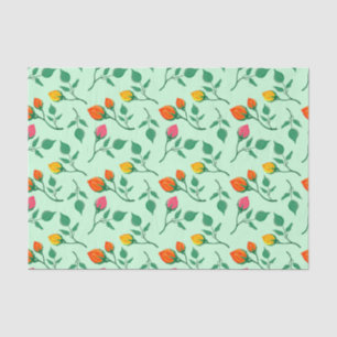 Papel De Seda Padrão floral com flores rosa coloridas