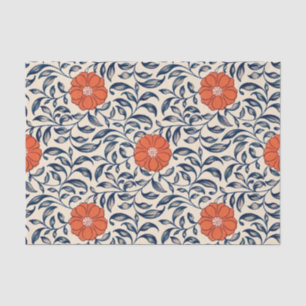Papel De Seda Padrão floral contínuo com flor laranja vibrante