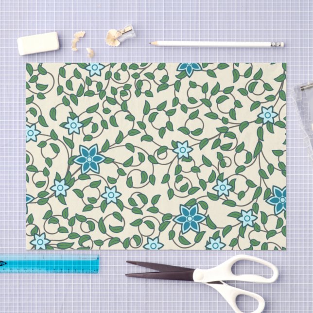 Papel De Seda Padrão floral contínuo em fundo bege (Arte )