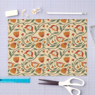 Papel De Seda Padrão floral contínuo em fundo bege