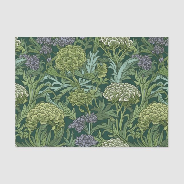 Papel De Seda Padrão floral contínuo no estilo de William Morris (Frente )