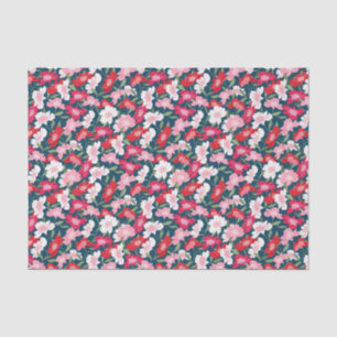 Papel De Seda Padrão Floral Cor-de-Rosa Vermelho Branco Divertid