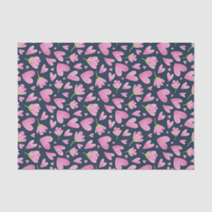 Papel De Seda Padrão Floral Coração Rosa Dia dos Namorados Fofo