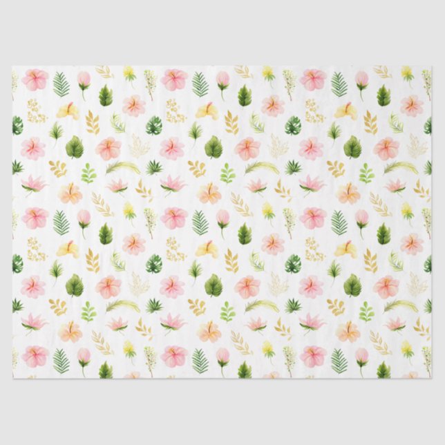 Papel De Seda Padrão Floral da Selva Tropical (Frente )