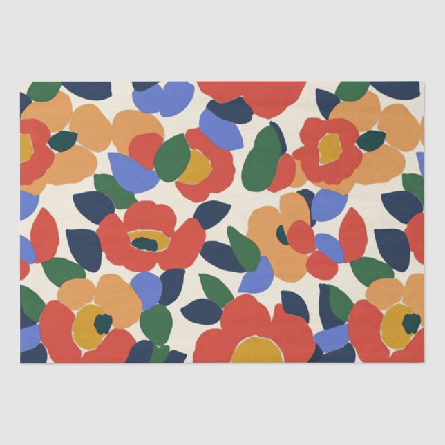 Papel De Seda Padrão Floral de Abstrato de Negrito (Frente )