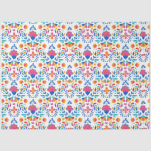 Papel De Seda Padrão floral de arte popular mexicana