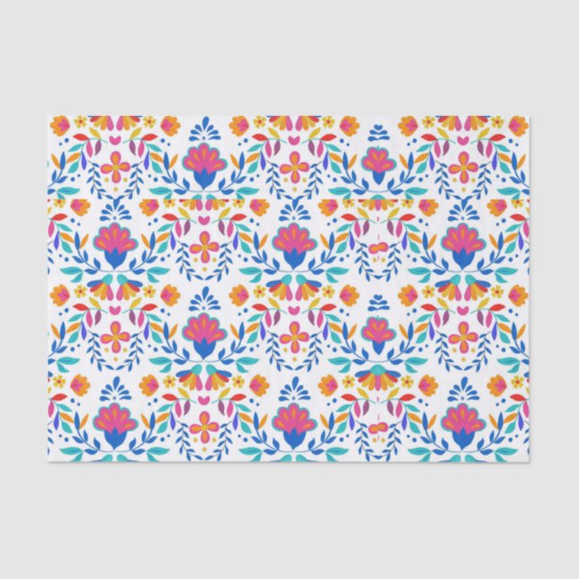 Papel De Seda Padrão floral de arte popular mexicana (Frente )