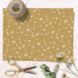 Papel De Seda Padrão Floral de Flor de Margarida Branca Monogram