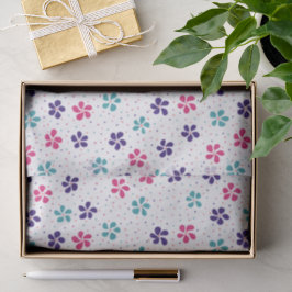 Papel De Seda Padrão Floral de Flores e Pontos