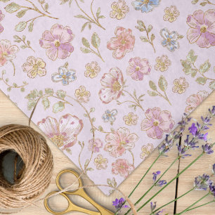 Papel De Seda Padrão Floral de Flores Vintage Bonitas