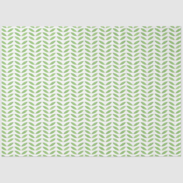 Papel De Seda Padrão Floral de Folha Verde (Frente )