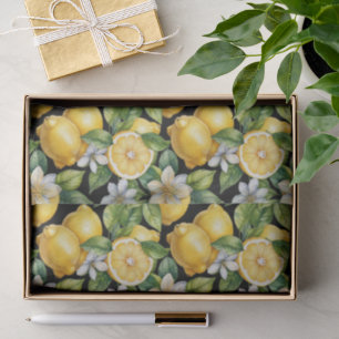 Papel De Seda Padrão Floral de Limão Cítrico Elegante