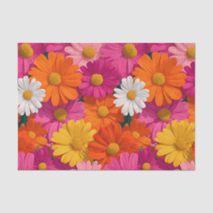 Papel De Seda Padrão Floral de Margarida Sem Costura Vibrante