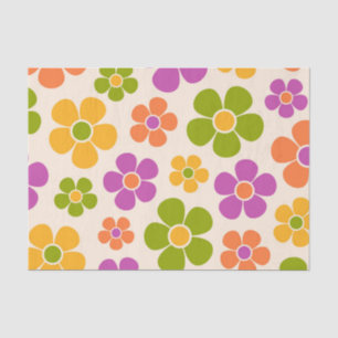 Papel De Seda Padrão Floral de Médio do estilo Reto 1960s