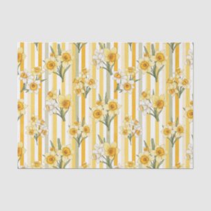 Papel De Seda Padrão Floral de Narciso Listrado