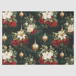 Papel De Seda Padrão Floral de Natal Vintage Fantasia