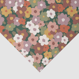 Papel De Seda Padrão Floral de Outono 