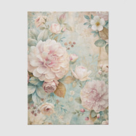 Papel De Seda Padrão Floral de Pastel Suave com Peônias