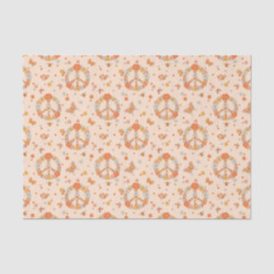 Papel De Seda Padrão Floral de Paz Laranja