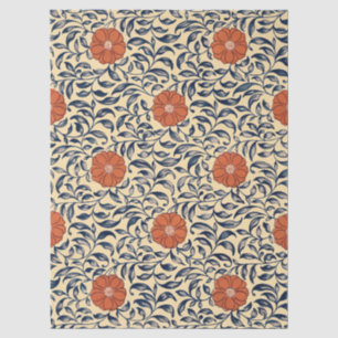 Papel De Seda Padrão Floral de Peônia Chinesa Art Nouveau Antigo
