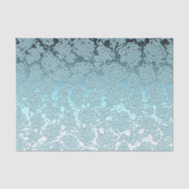 Papel De Seda Padrão Floral de Suculentas em Verde Azul Elegante