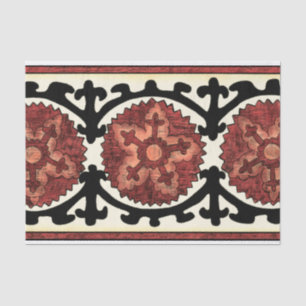 Papel De Seda Padrão Floral Decorativo do Estilo Suzani