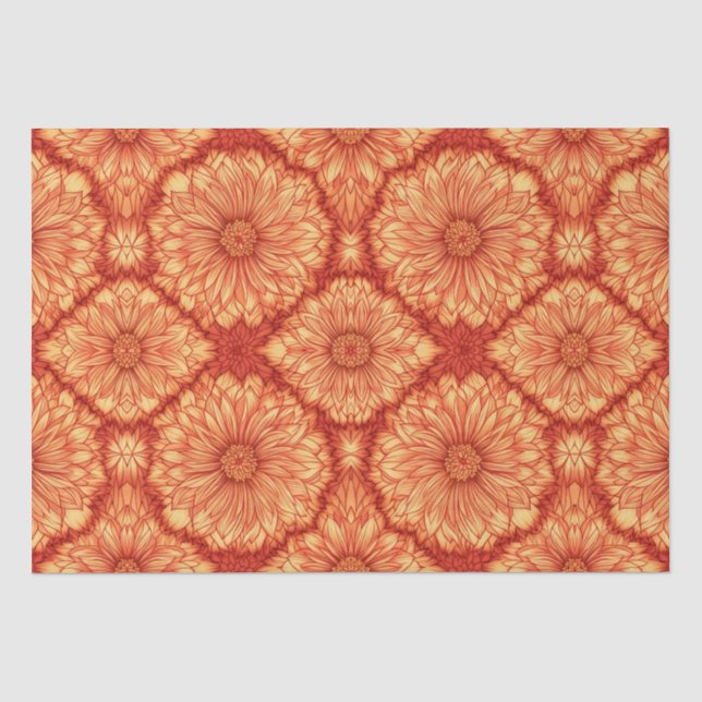 PAPEL DE SEDA PADRÃO FLORAL DO BOHO VERMELHO (Frente )