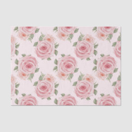 Papel De Seda Padrão floral do casal de rosas cor-de-rosa-vindim