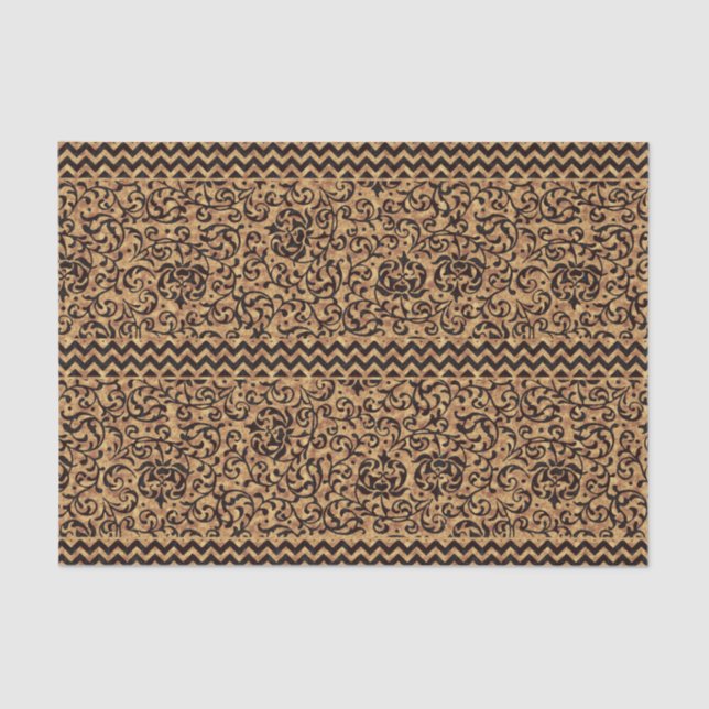 Papel De Seda Padrão Floral Dourado do Renascimento Italiano (Frente )