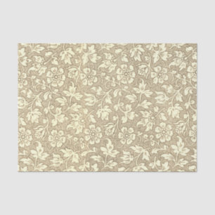 Papel De Seda Padrão Floral Elegante Vintage Beige