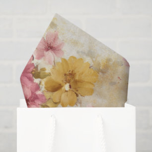 Papel De Seda Padrão Floral em Aquarela Vintage