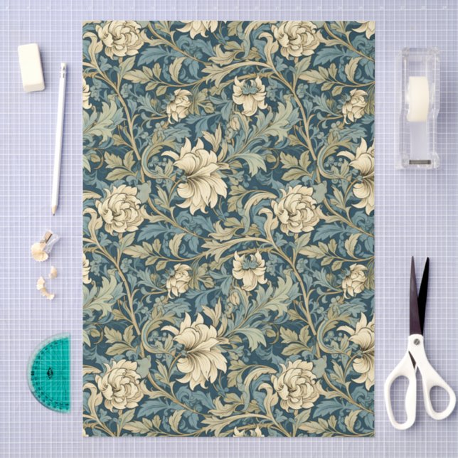 Papel De Seda Padrão Floral em Decoupage no Estilo de William Mo (Arte )