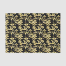 Padrão Floral Gótico Preto e Dourado Elegante