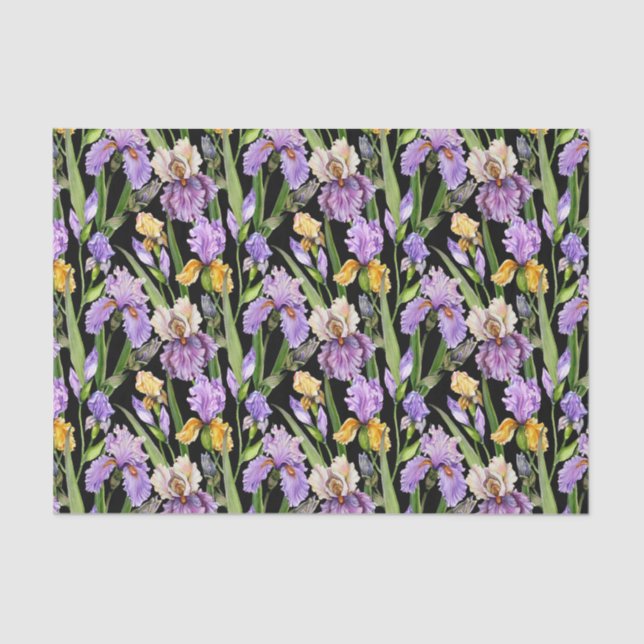 Papel De Seda padrão floral Iris martelado elegante (Frente )