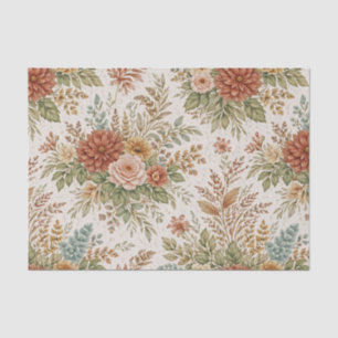 Papel De Seda Padrão Floral Jardim Tardio de Outono