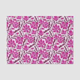 Papel De Seda Padrão Floral Magenta Retro