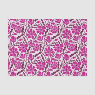 Papel De Seda Padrão Floral Magenta Retro
