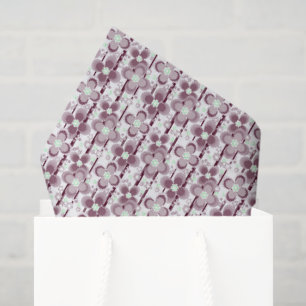 Papel De Seda padrão floral marrom e branco