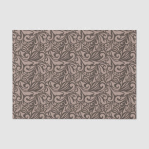 Papel De Seda Padrão Floral Marrom Elegante sobre Fundo Rosa Cla